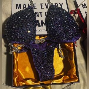 Purple Bikini Set NPC IFBB Bikini Shawn’s Couture Competition Suit  new in a box